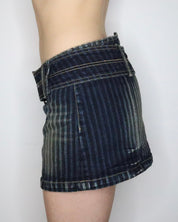 Grunge Belted Denim Mini Skirt (Medium) 