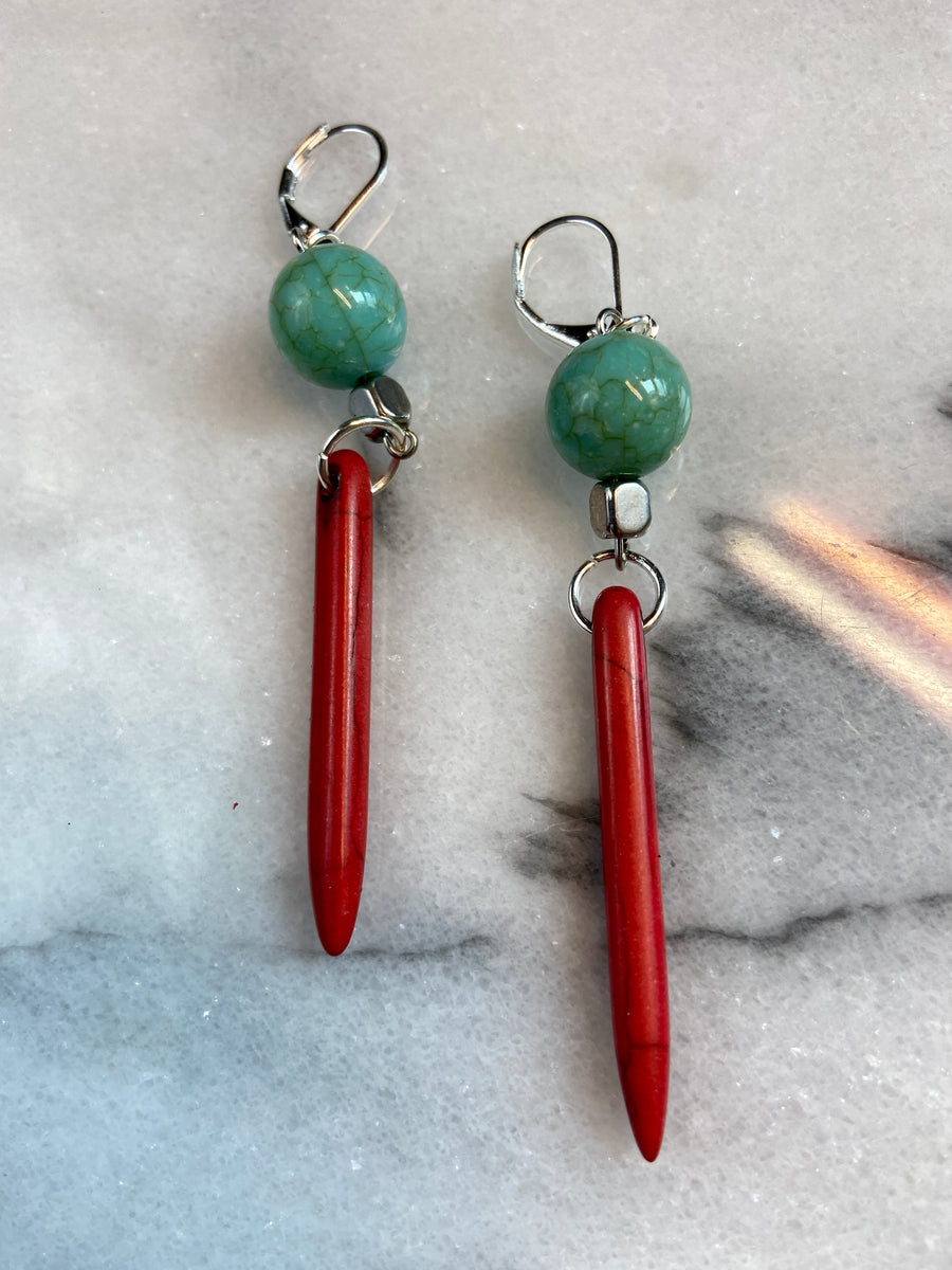 Red& blue earrings