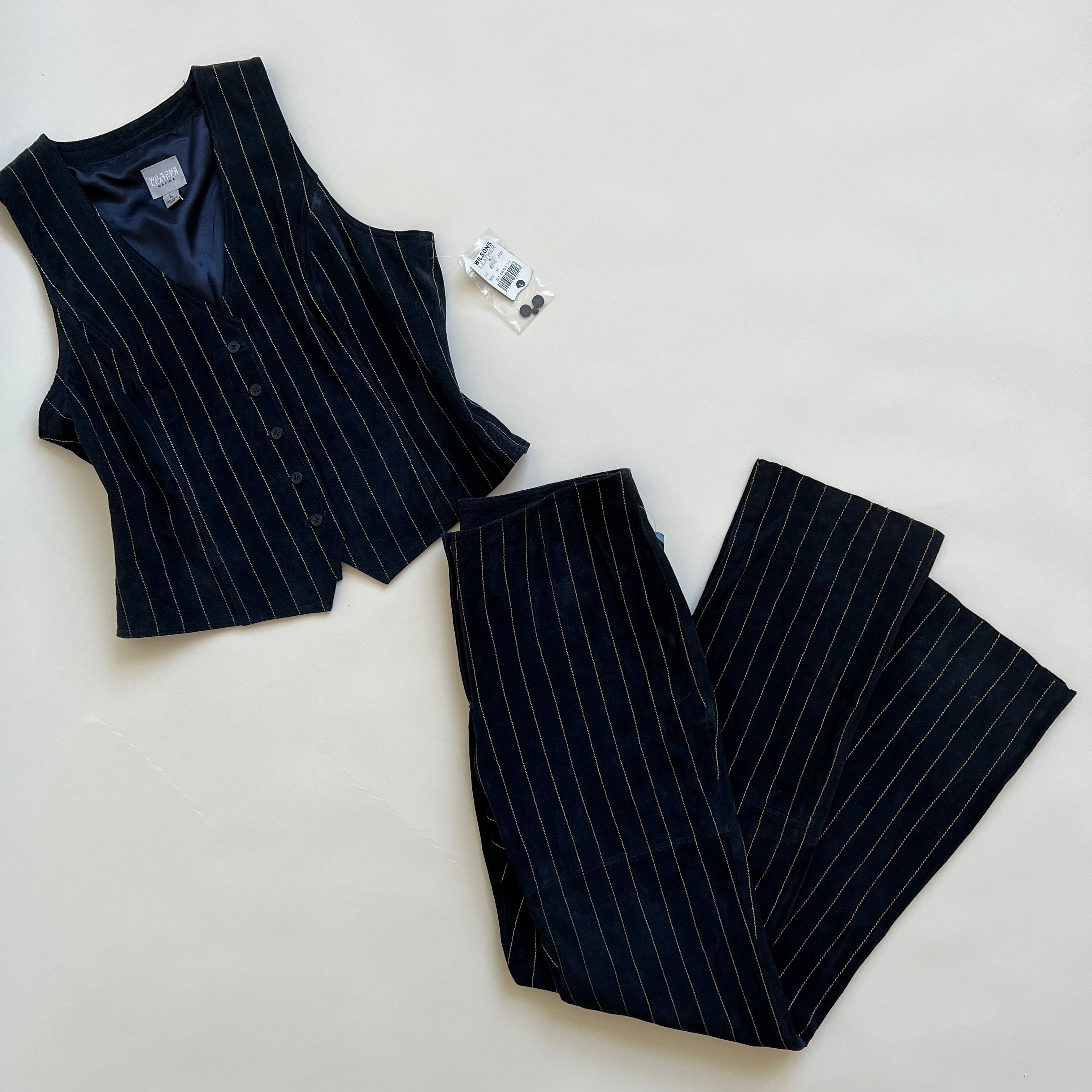 NWT pinstripe suede vest/ pant set
