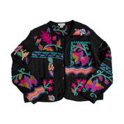 Vintage eclectic knit/suede cardigan