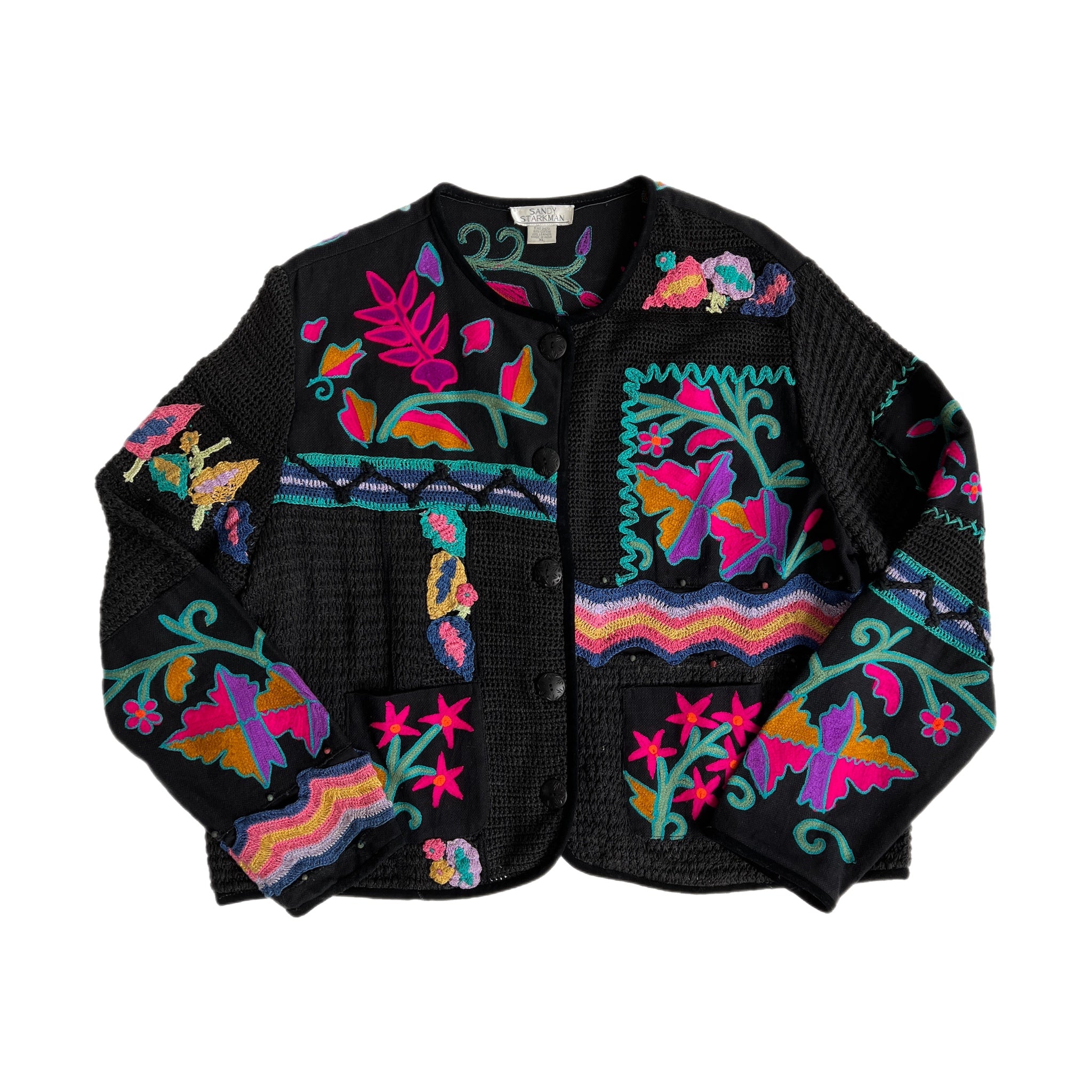 Vintage eclectic knit/suede cardigan