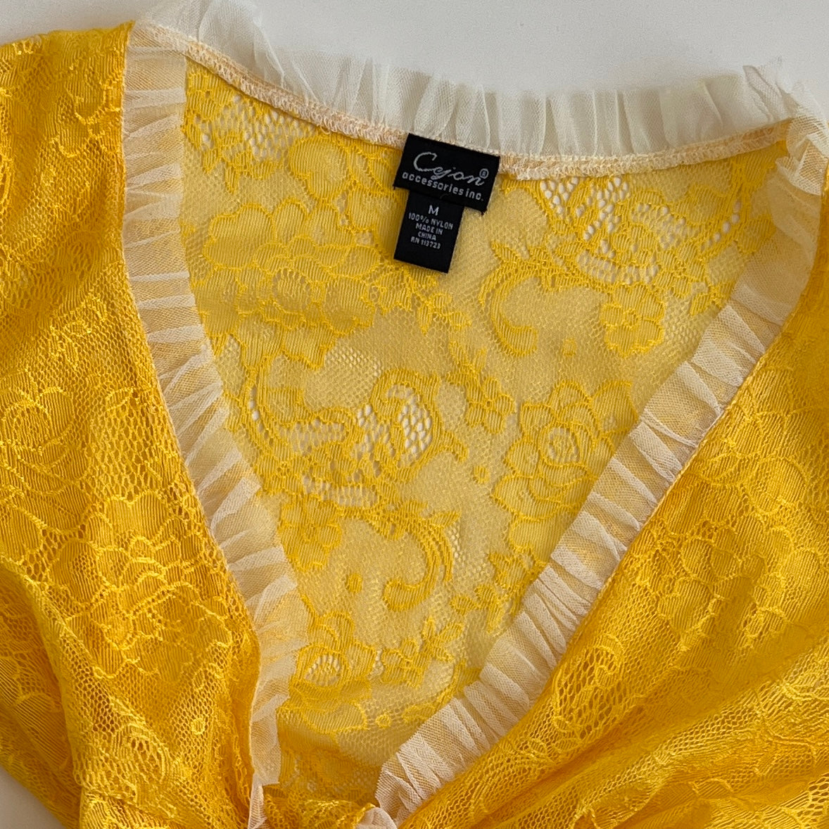 Yellow lace tie crop