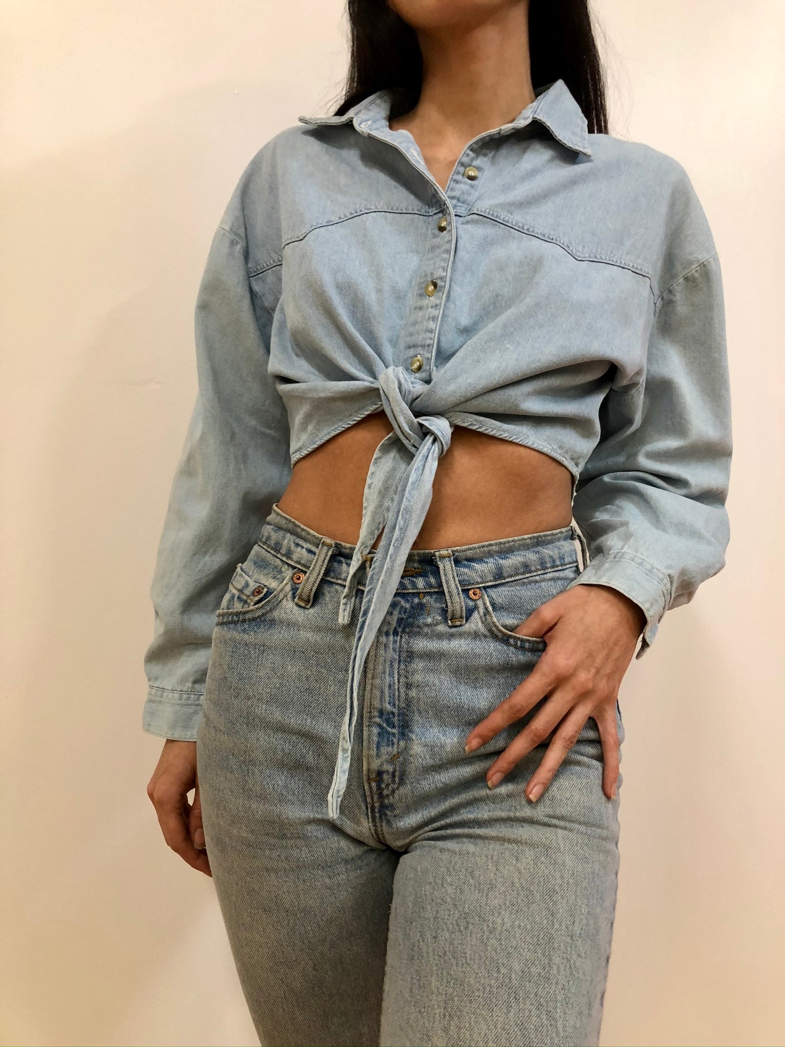 Denim Tie Top