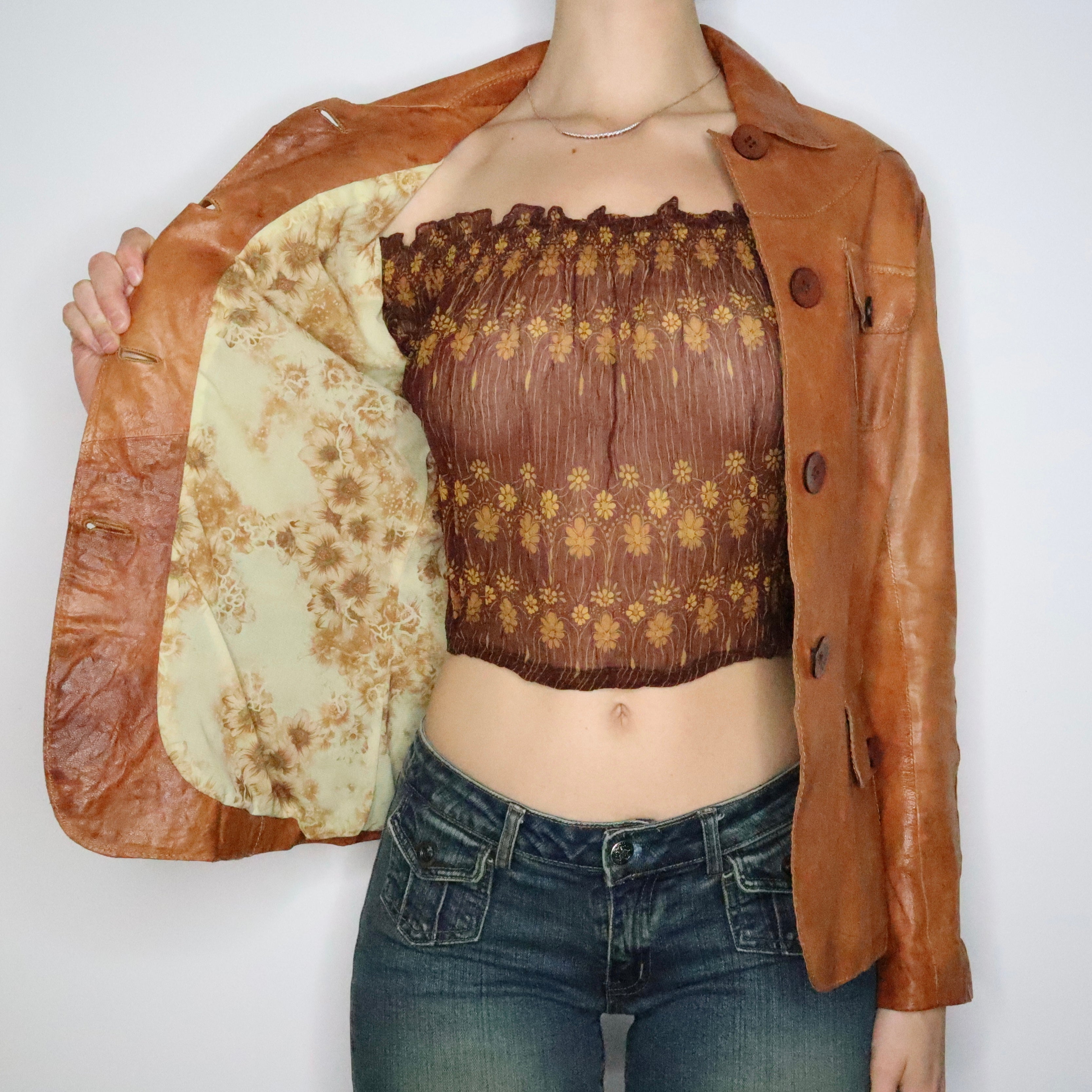 Brown Italian Leather Jacket (Small)