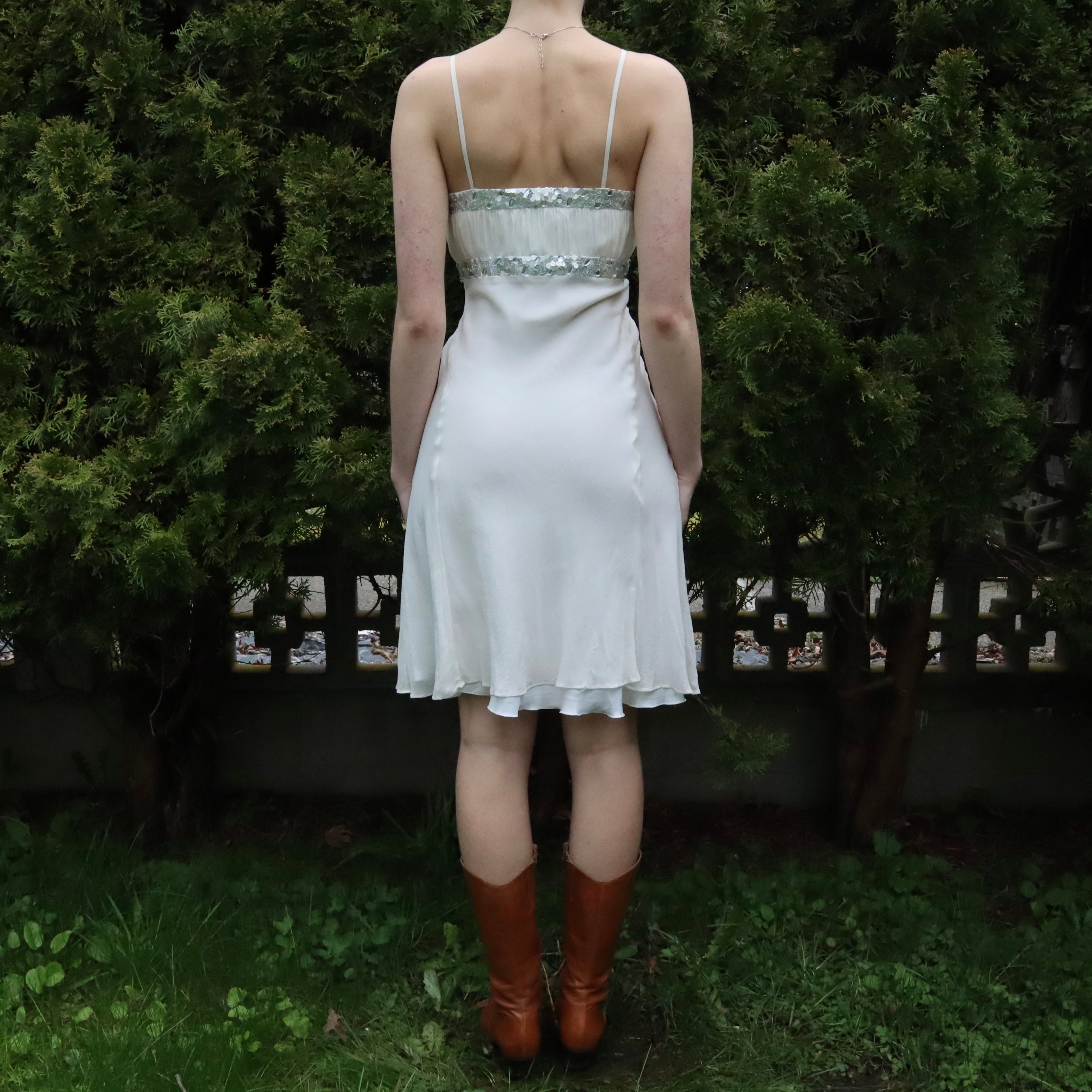 White Silk Midi Dress (Small)