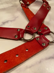Leather red belts