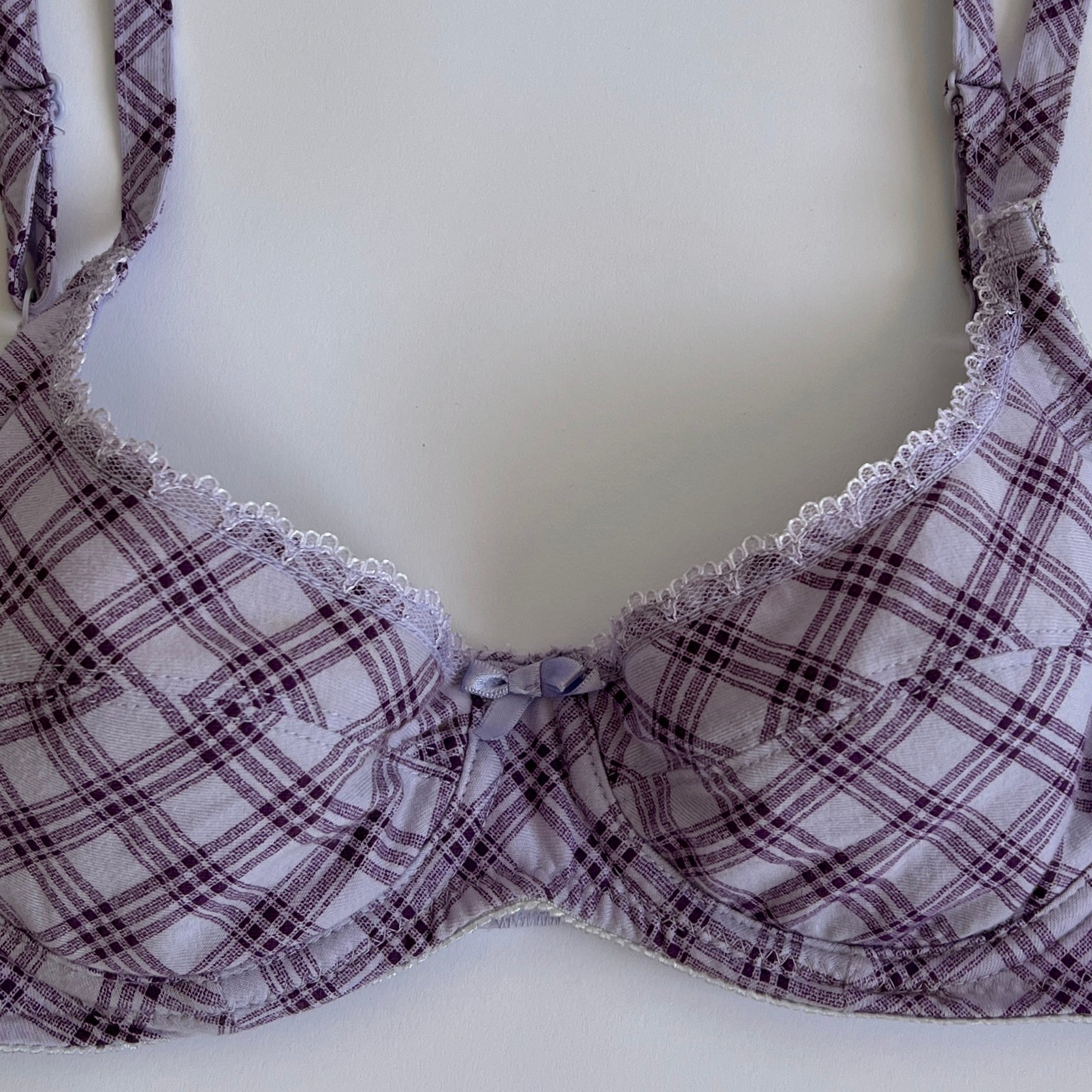 00s Lavender plaid bra (36A)