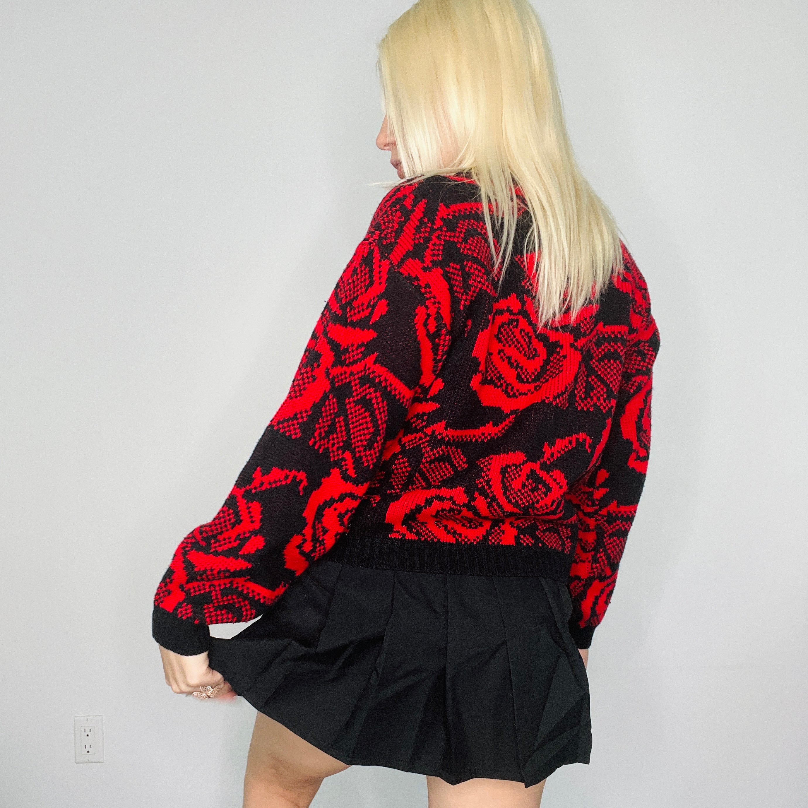 Vintage Rose Print Sweater