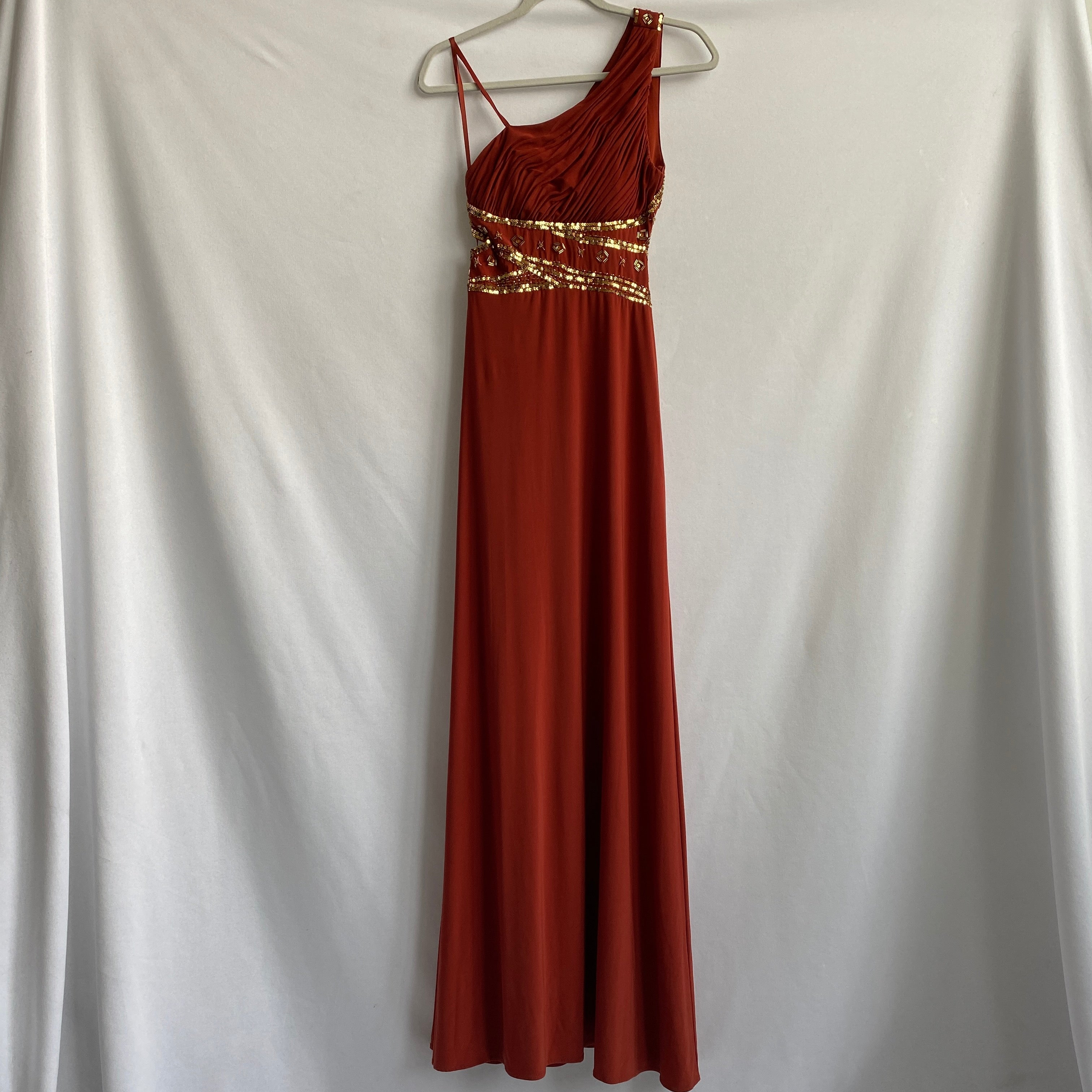 Bronze & gold prom dress