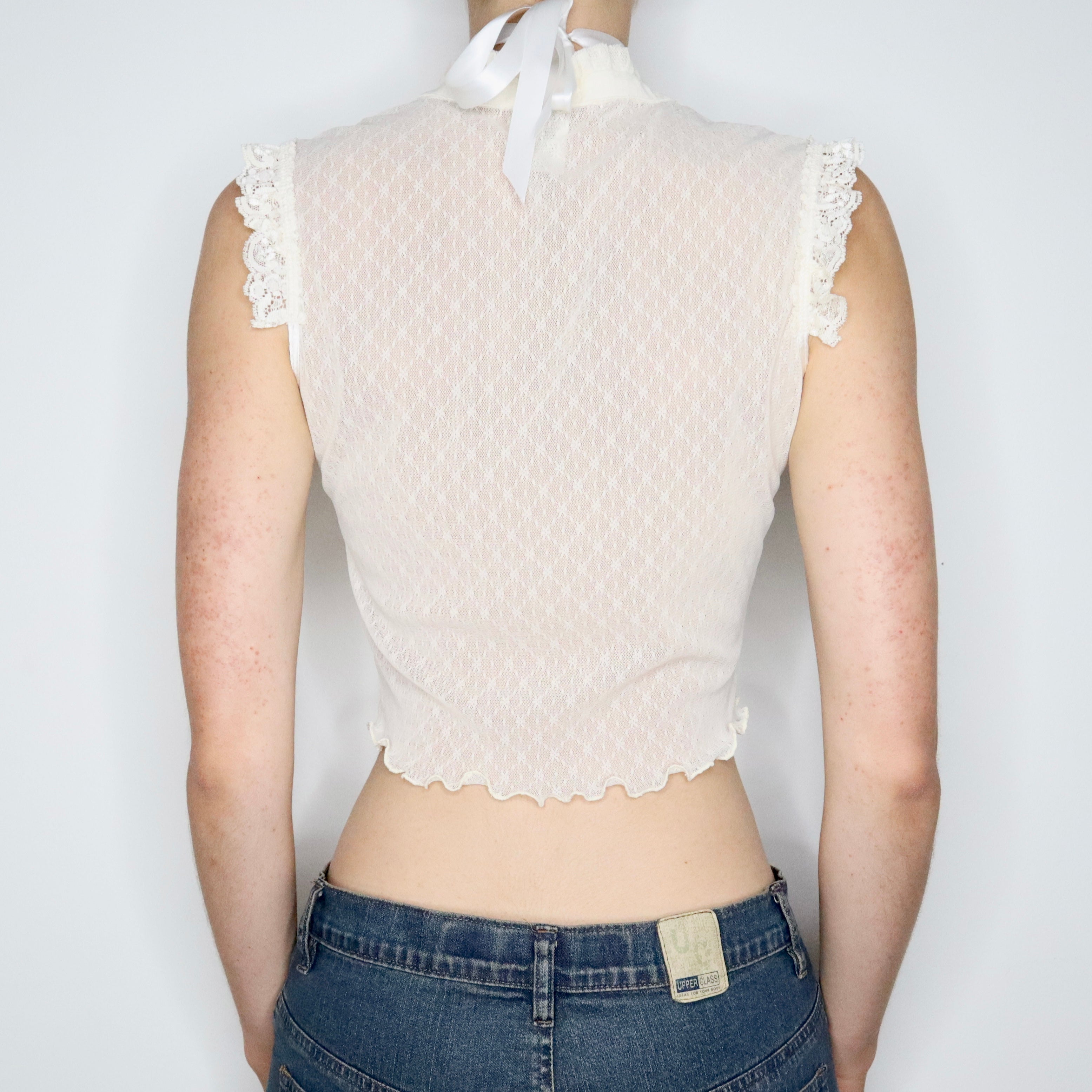 Guess Cream Mesh Blouse (S-M) 