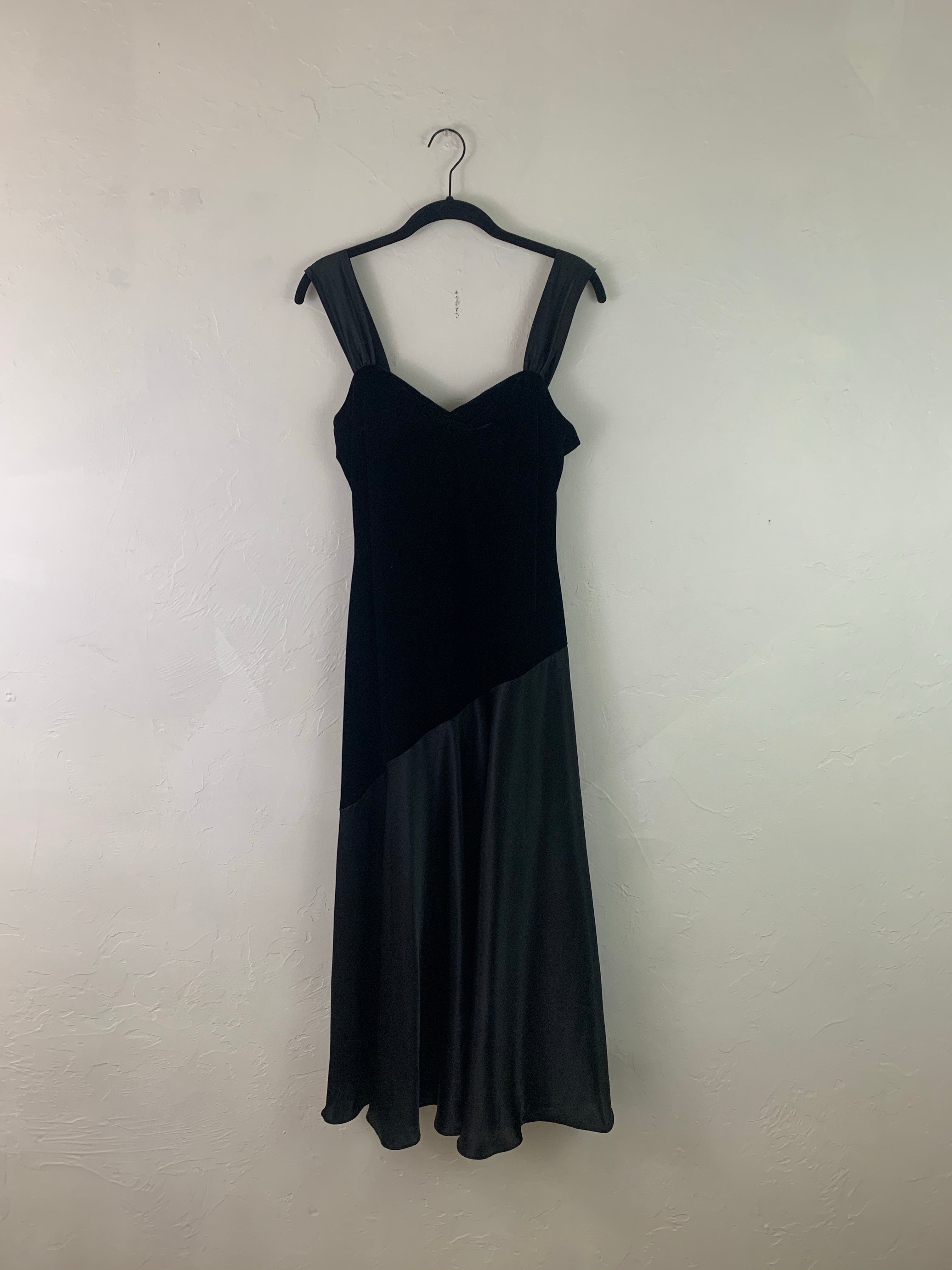 Black velvet silk maxi sress