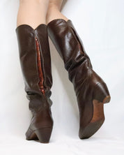 Slouchy Leather Riding Boots (6 US/36.5 EU)