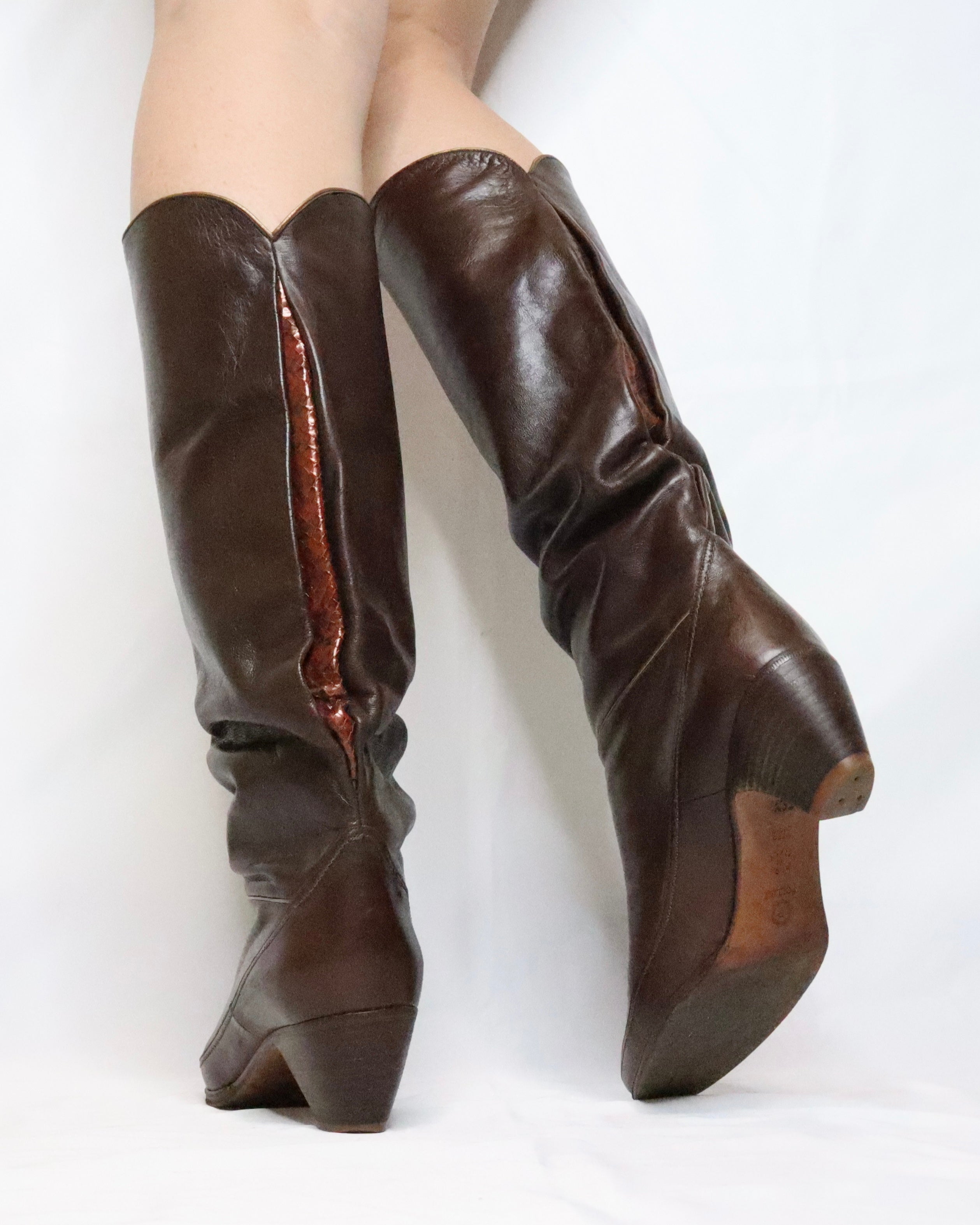 Slouchy Leather Riding Boots (6 US/36.5 EU)