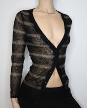 Grunge Striped Mohair Cardigan (Medium) 