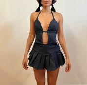 denim micro mini dress