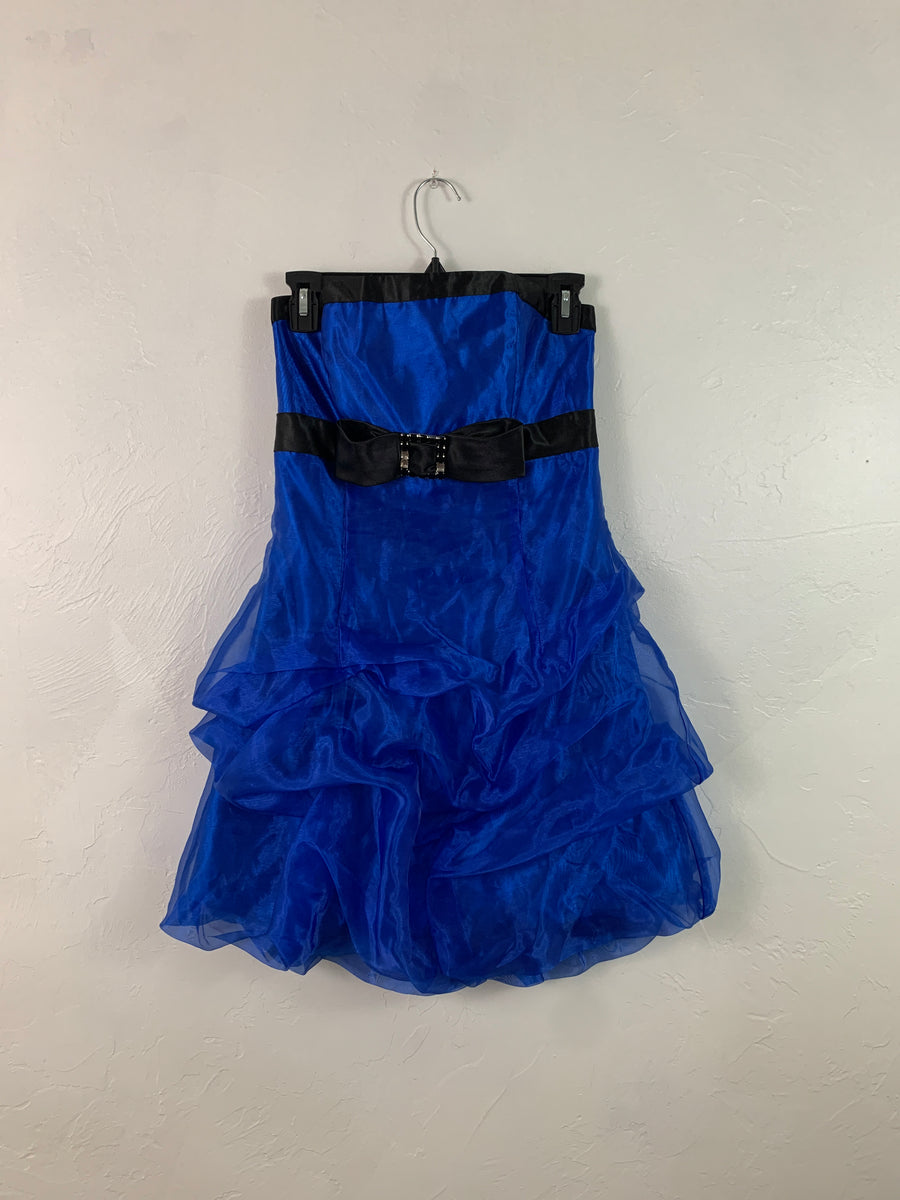 Blue tulle party mini dress