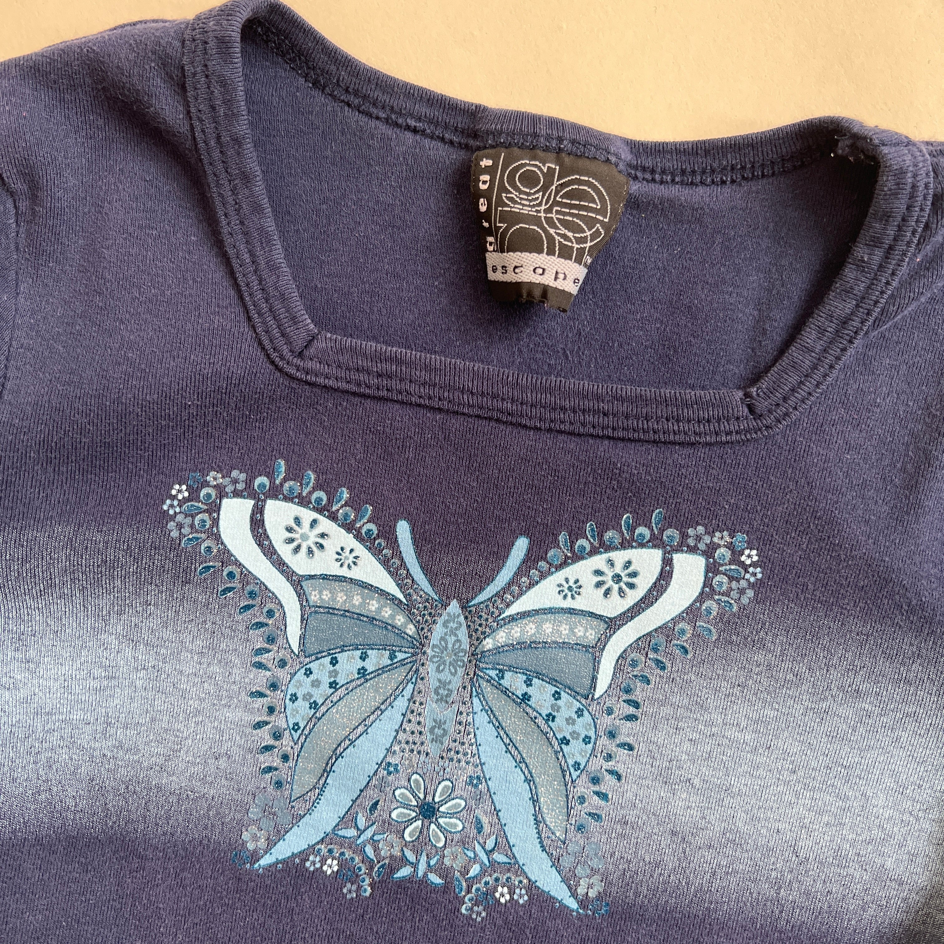 Y2k navy butterfly tee