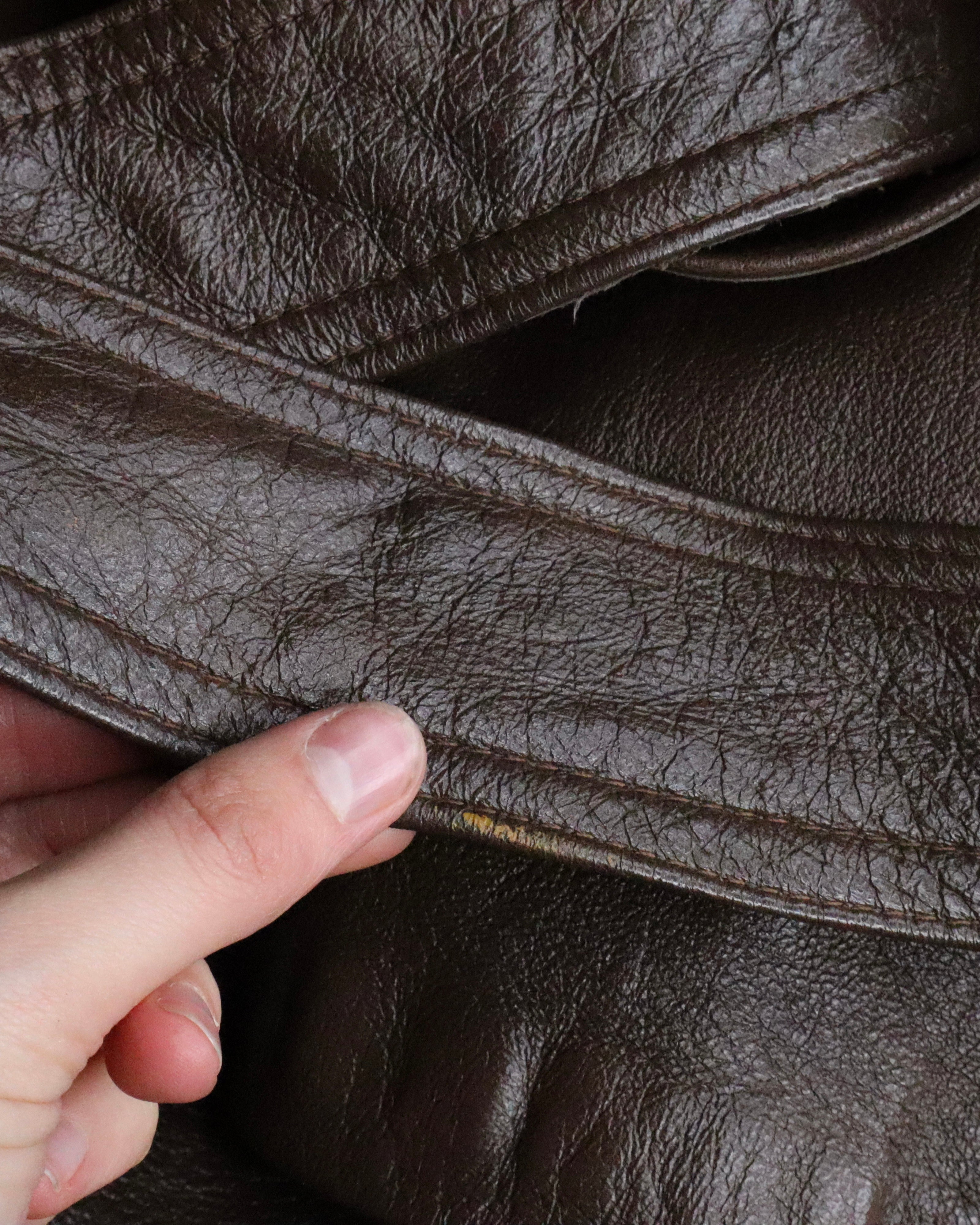 Long Brown Leather Jacket (Small) 