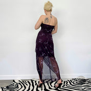 2000s Glitter Floral Tube Dress (M)