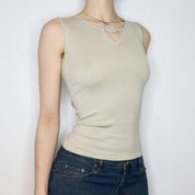 Beige Keyhole Tank Top (XS-S) 