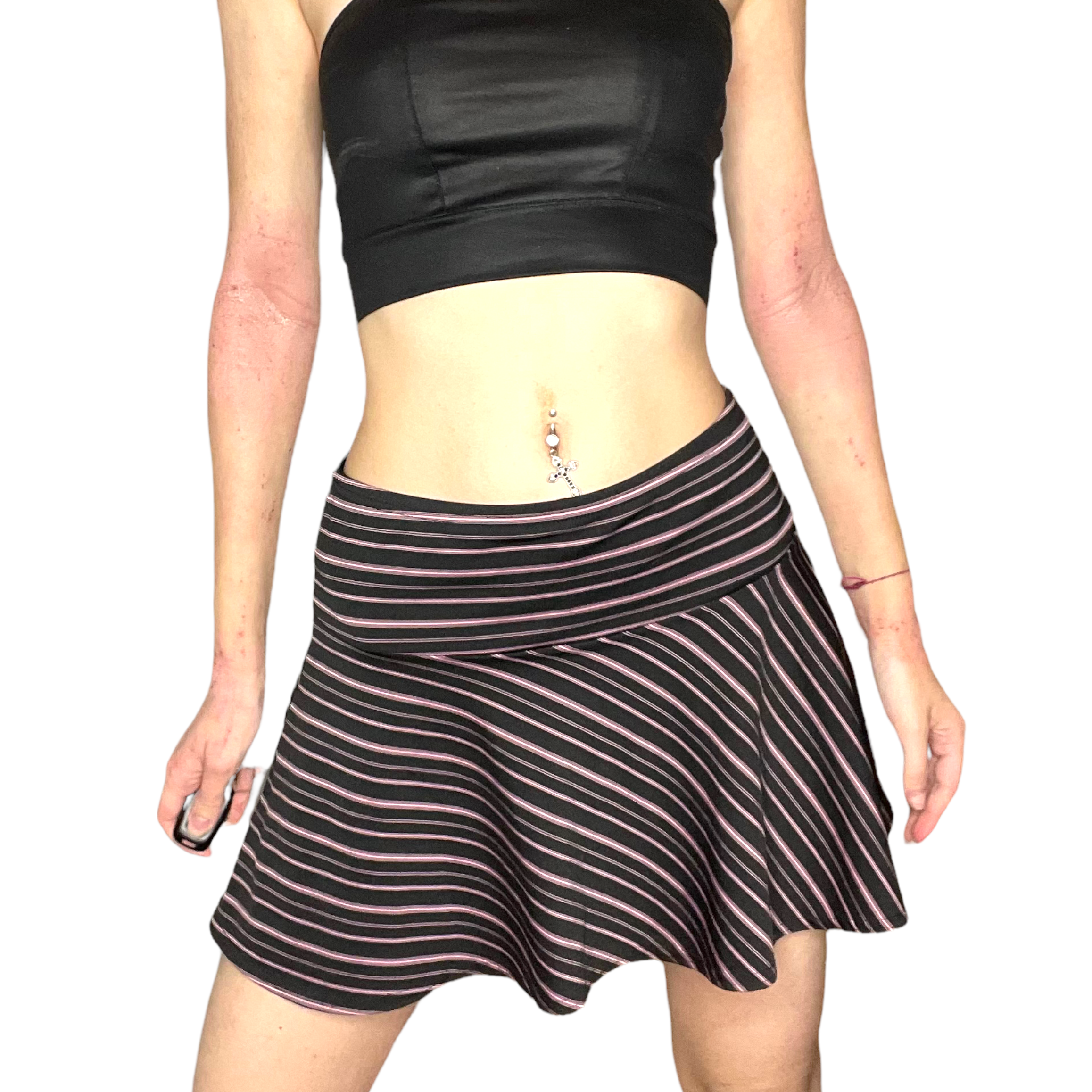 striped black and pink skirt