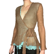 Popcorn tie blouse