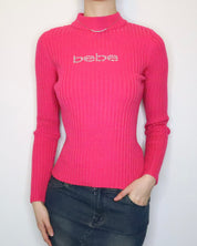 Fuchsia Bebe Diamanté Sweater (Medium) 