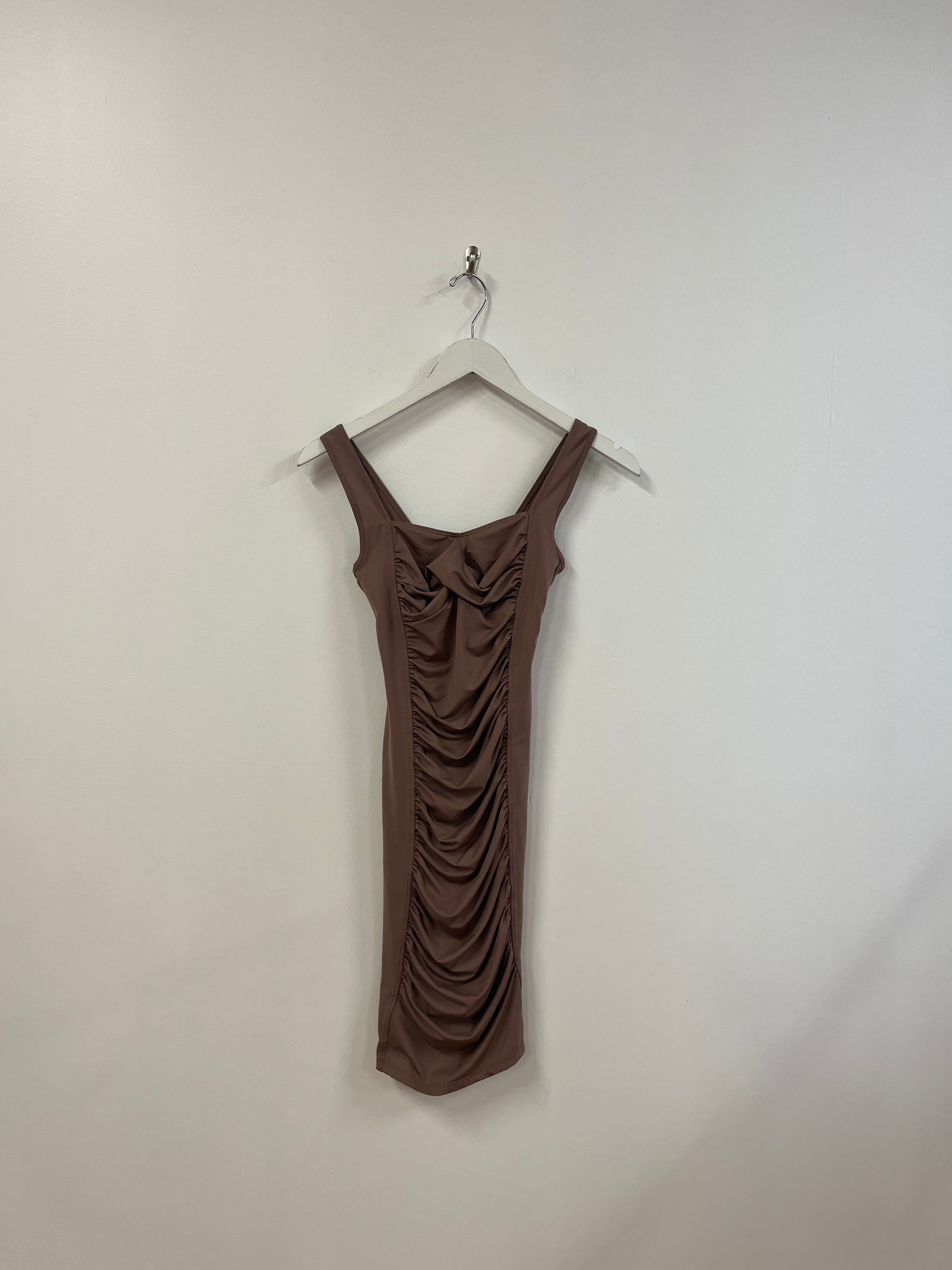Mocha ruched midi
