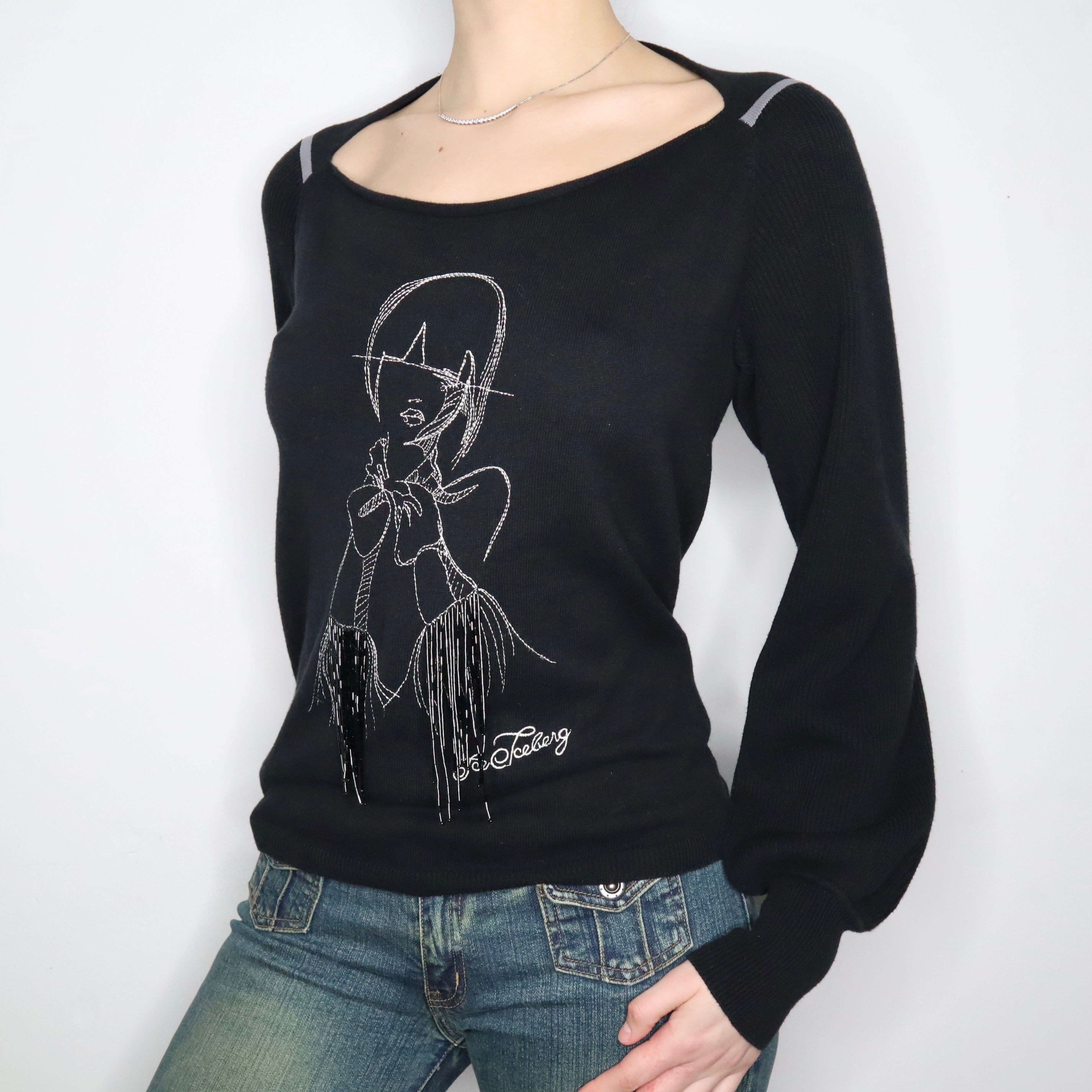 Iceberg Embroidered Black Sweater