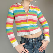 Y2k Style Rainbow Knit Zip Up (XS)