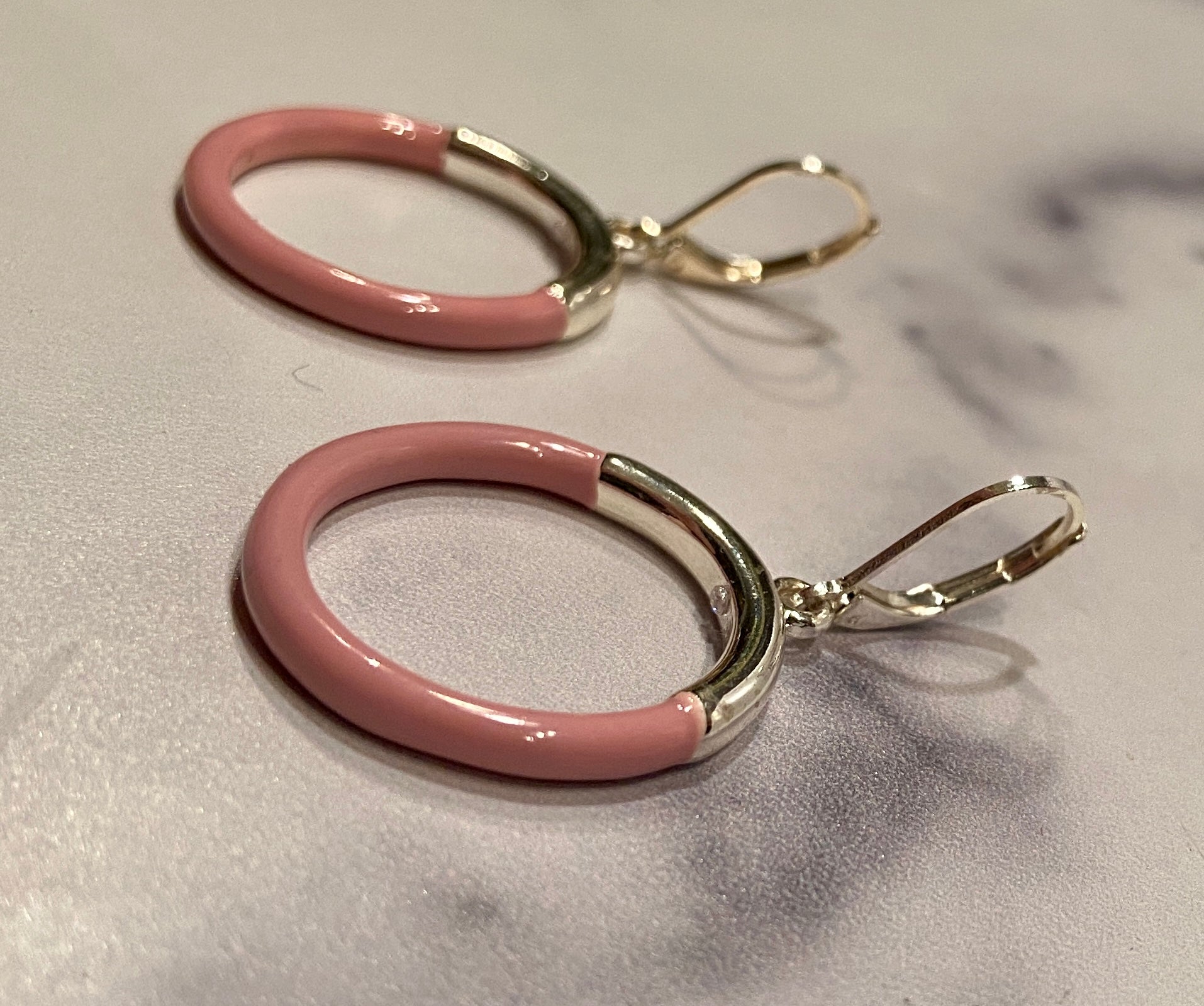 Pink and silver earrings