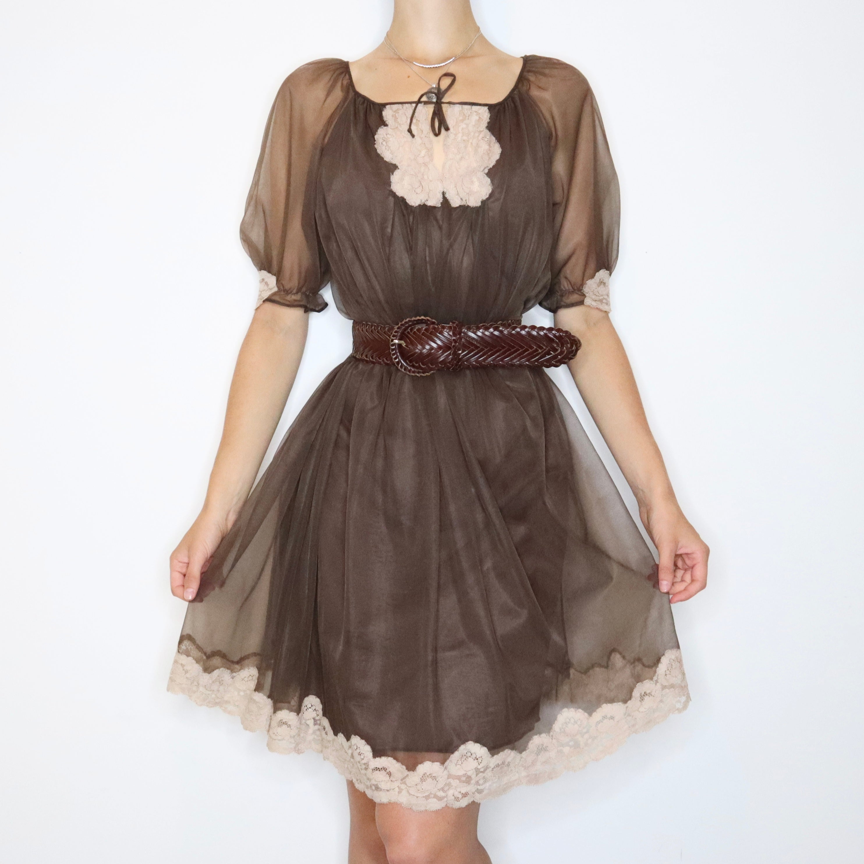 60s Brown Babydoll Nightgown (L)