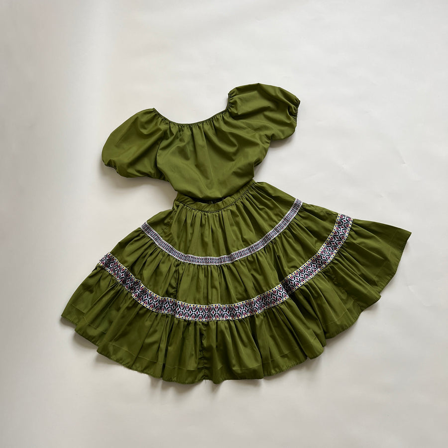Vintage olive dancing skirt set 
