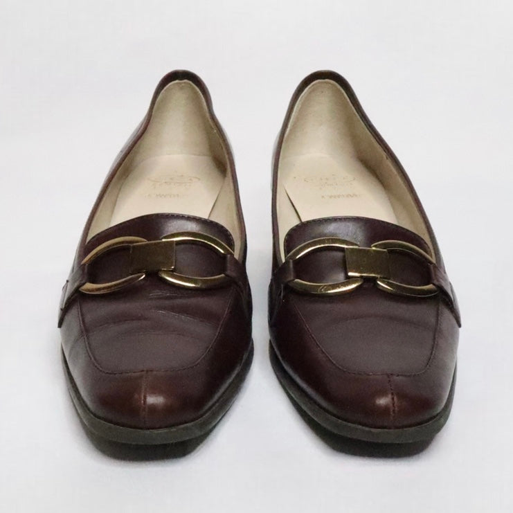 Brown Leather Heeled Loafers (7 US)