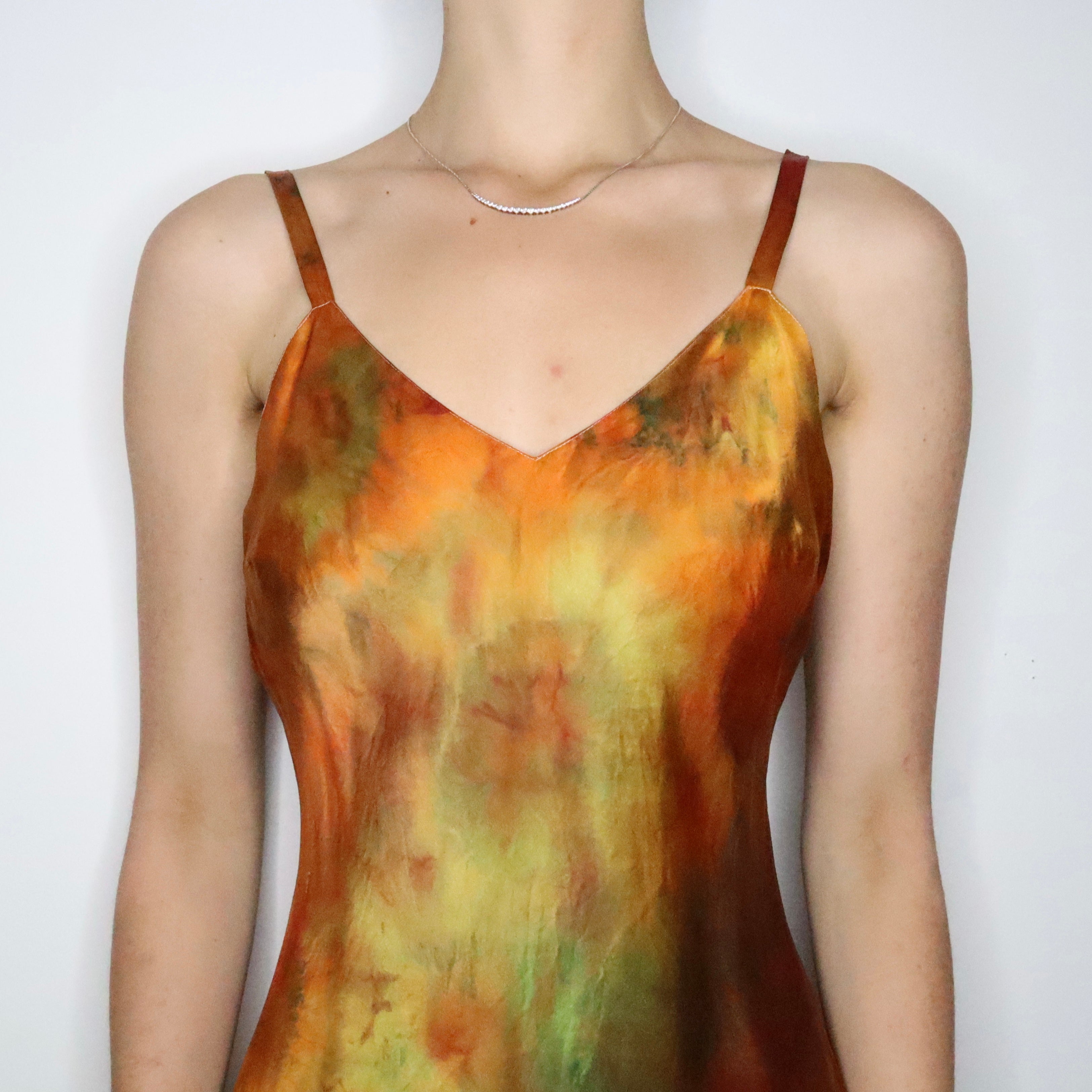 Autumn Tie Dye Silk Slip Dress (Medium) 