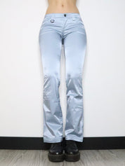 Ice Blue Satin Flare Pants (Small) 