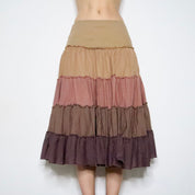 Brown Tiered Maxi Skirt (Small)