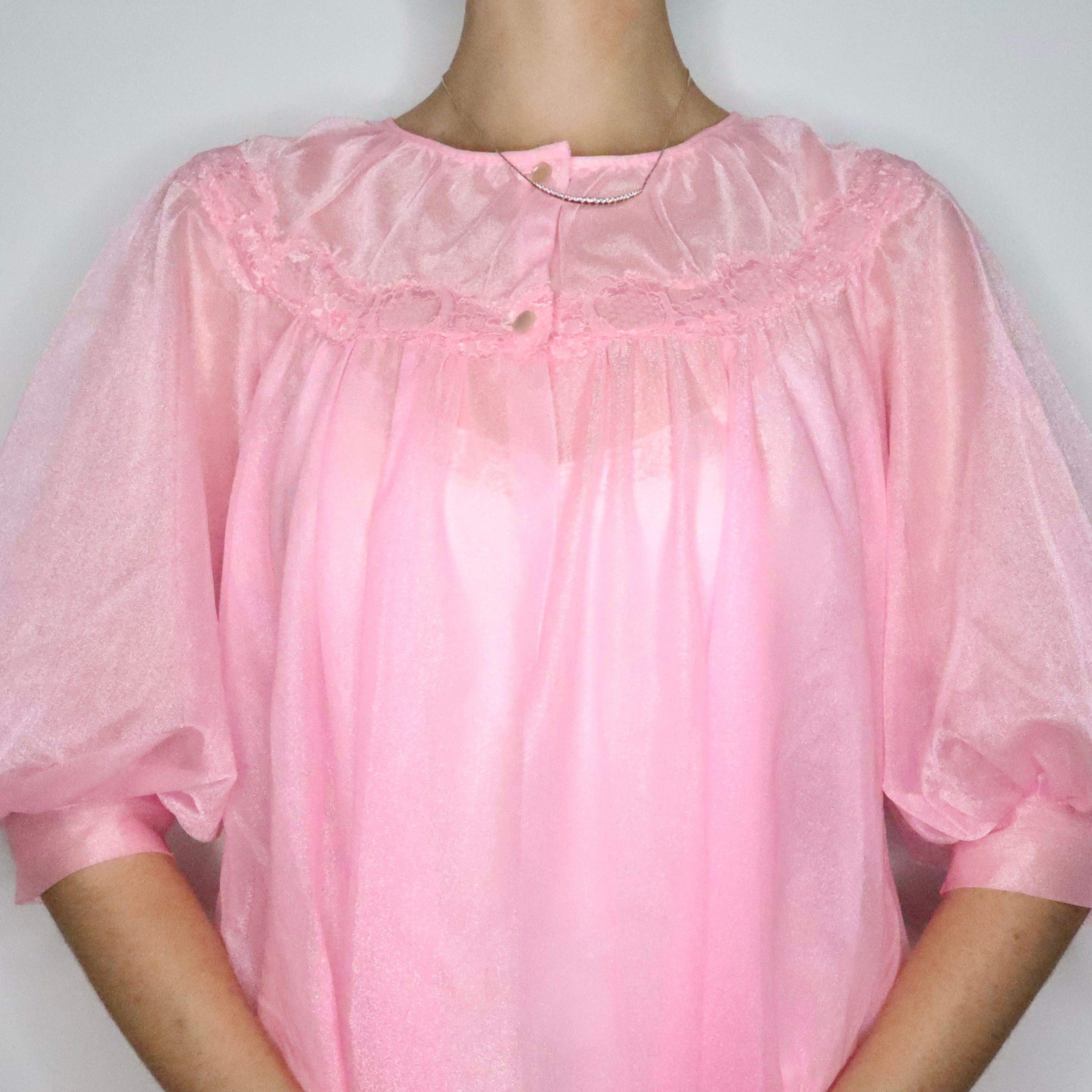Bubblegum Pink Peignoir Robe (M-L) 