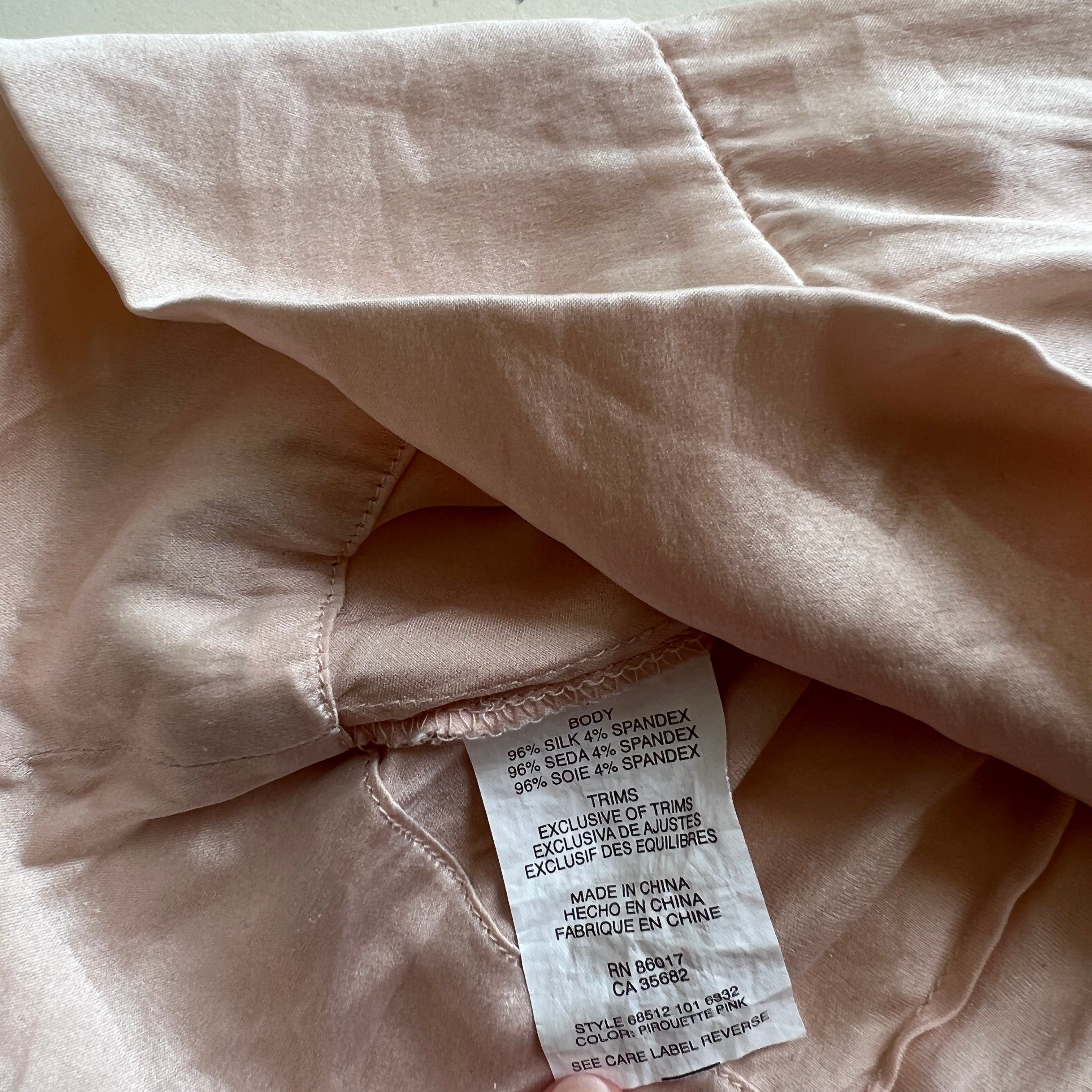 Silk baby pink top sz s