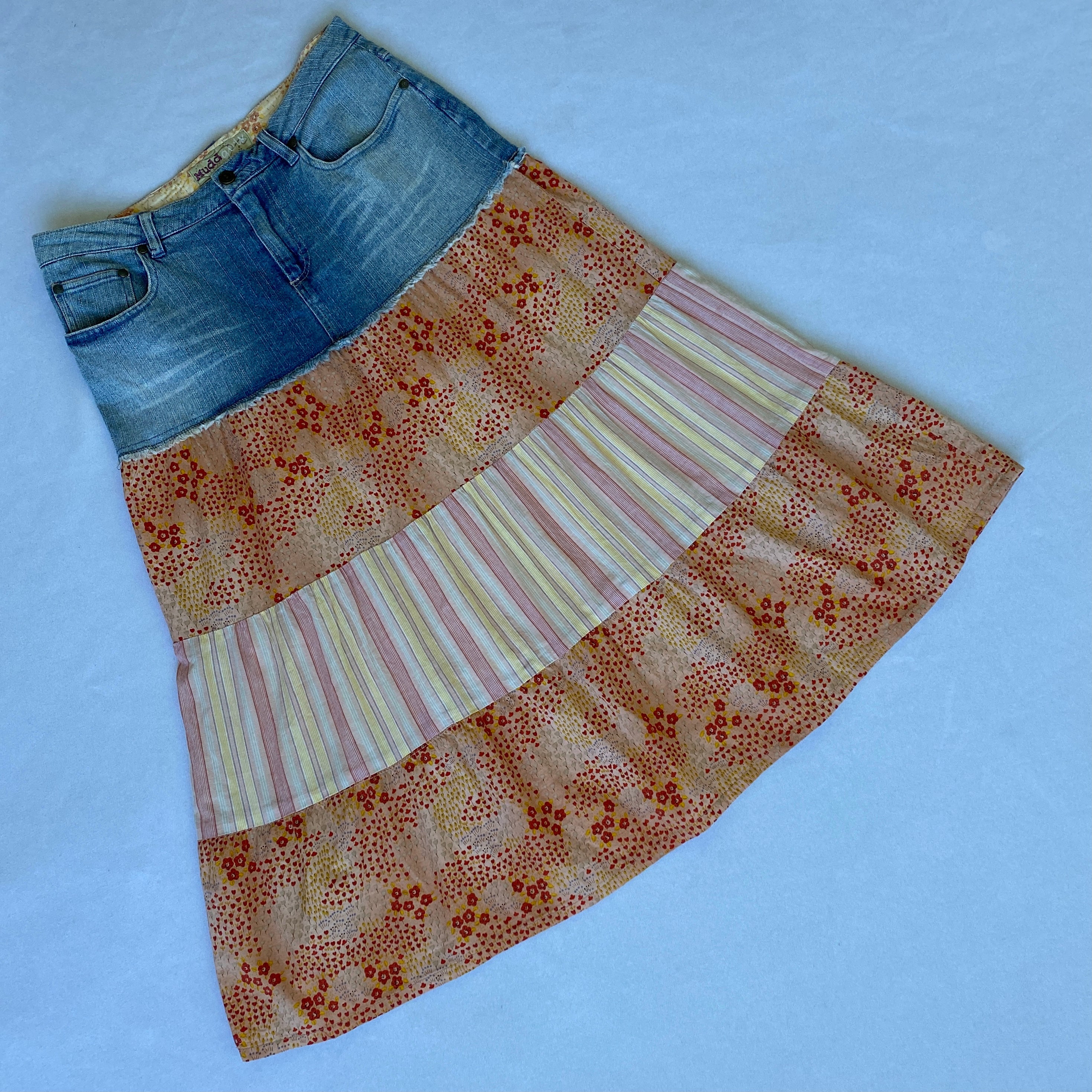 00s Denim tiered skirt