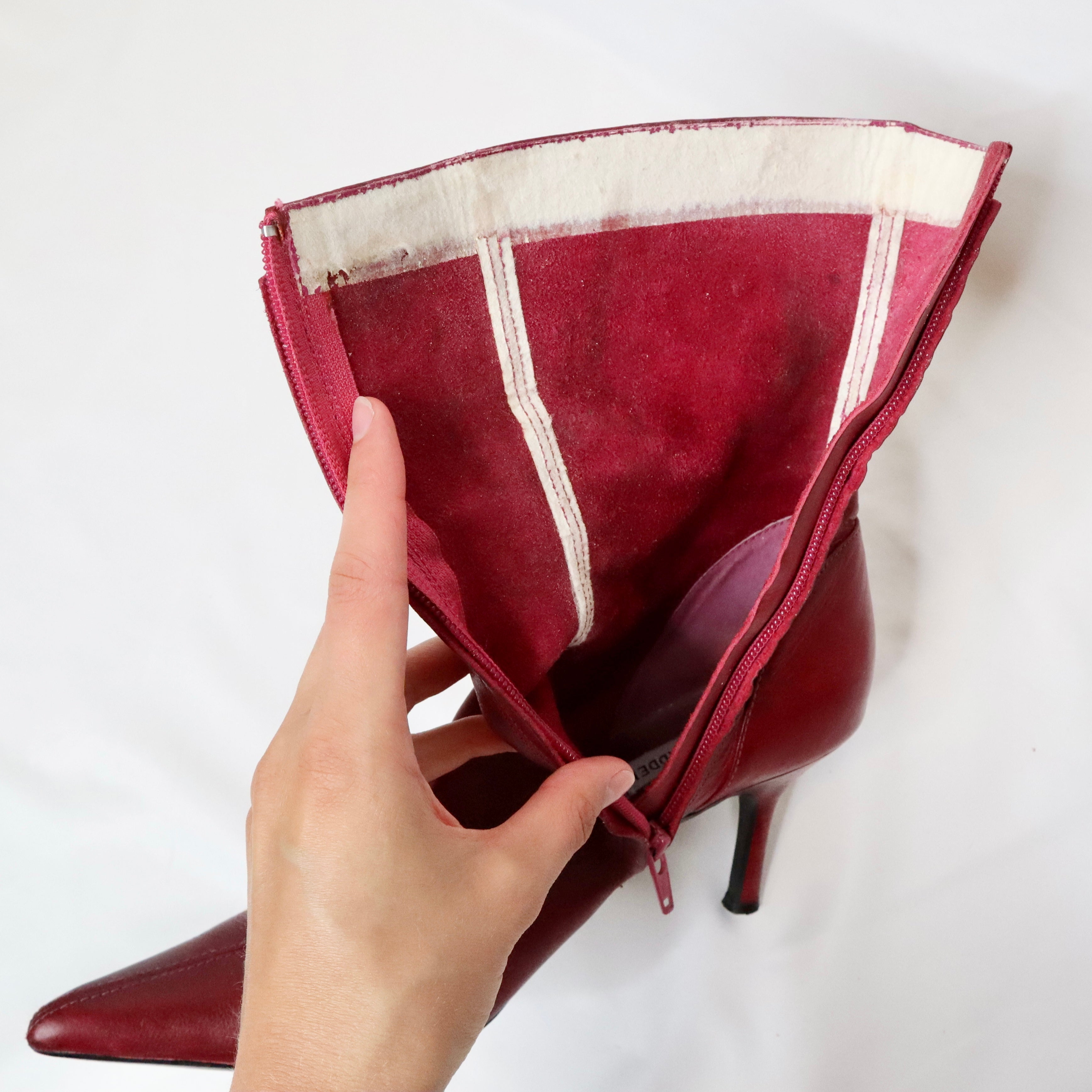 Cherry Red Pointed Toe Boots (7-7.5 US)