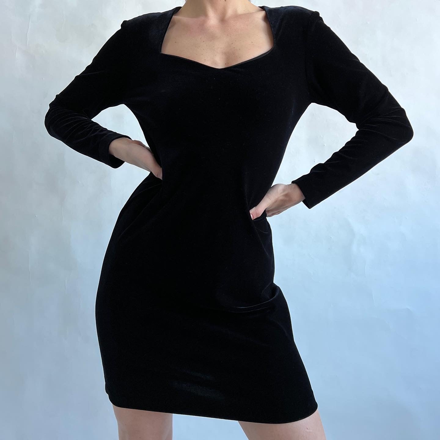 90s black velvet mini dress