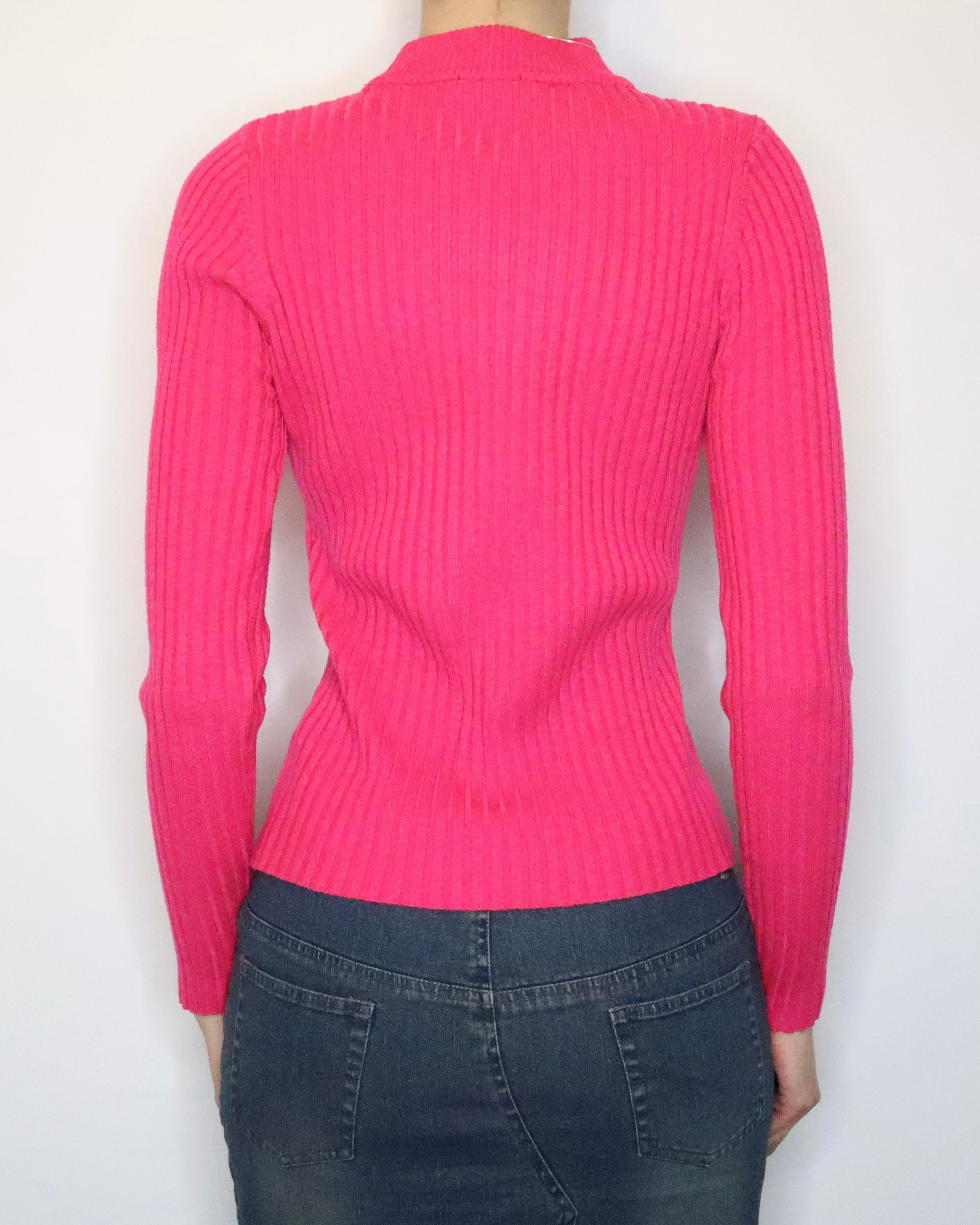 Fuchsia Bebe Diamanté Sweater (Medium) 