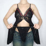 Black Mesh Babydoll Top (Medium)