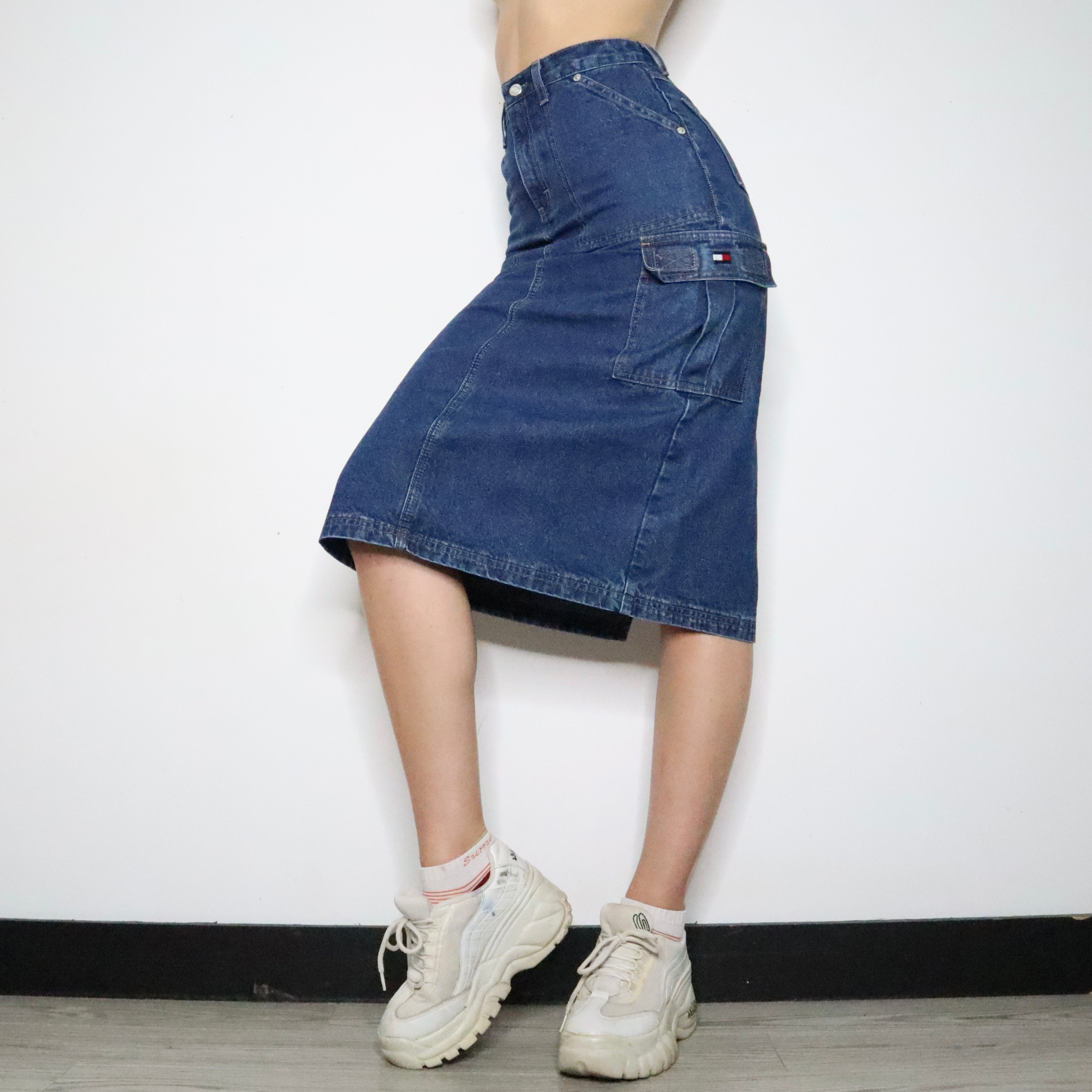 Cargo Denim Midi Skirt (XS-S)