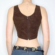 Brown Boho Cropped Corset (S-M) 