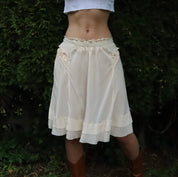 Cream Silk Midi Skirt (Medium)