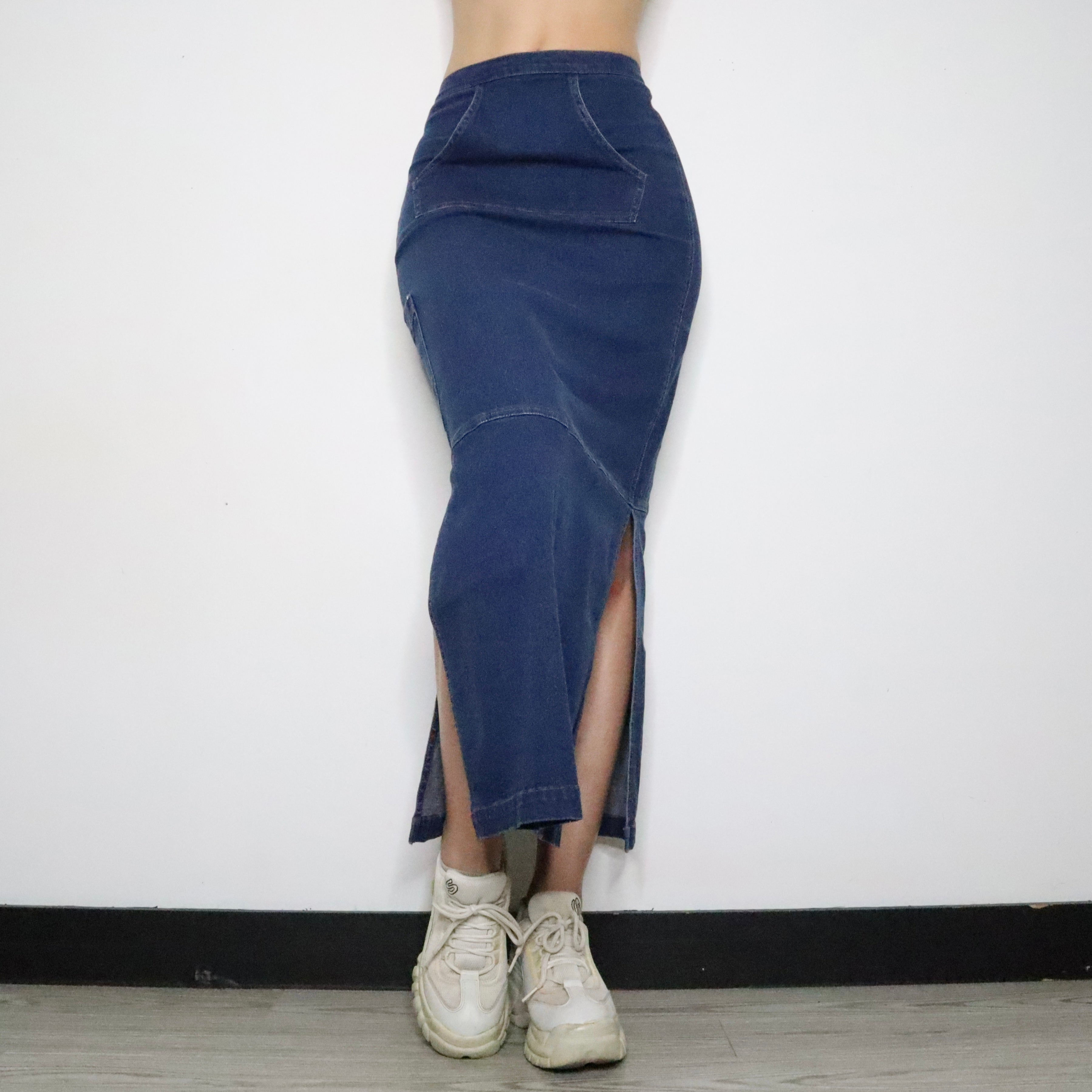 Denim Cargo Maxi Skirt (XS-S)