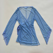 Lavender satin slip + robe set