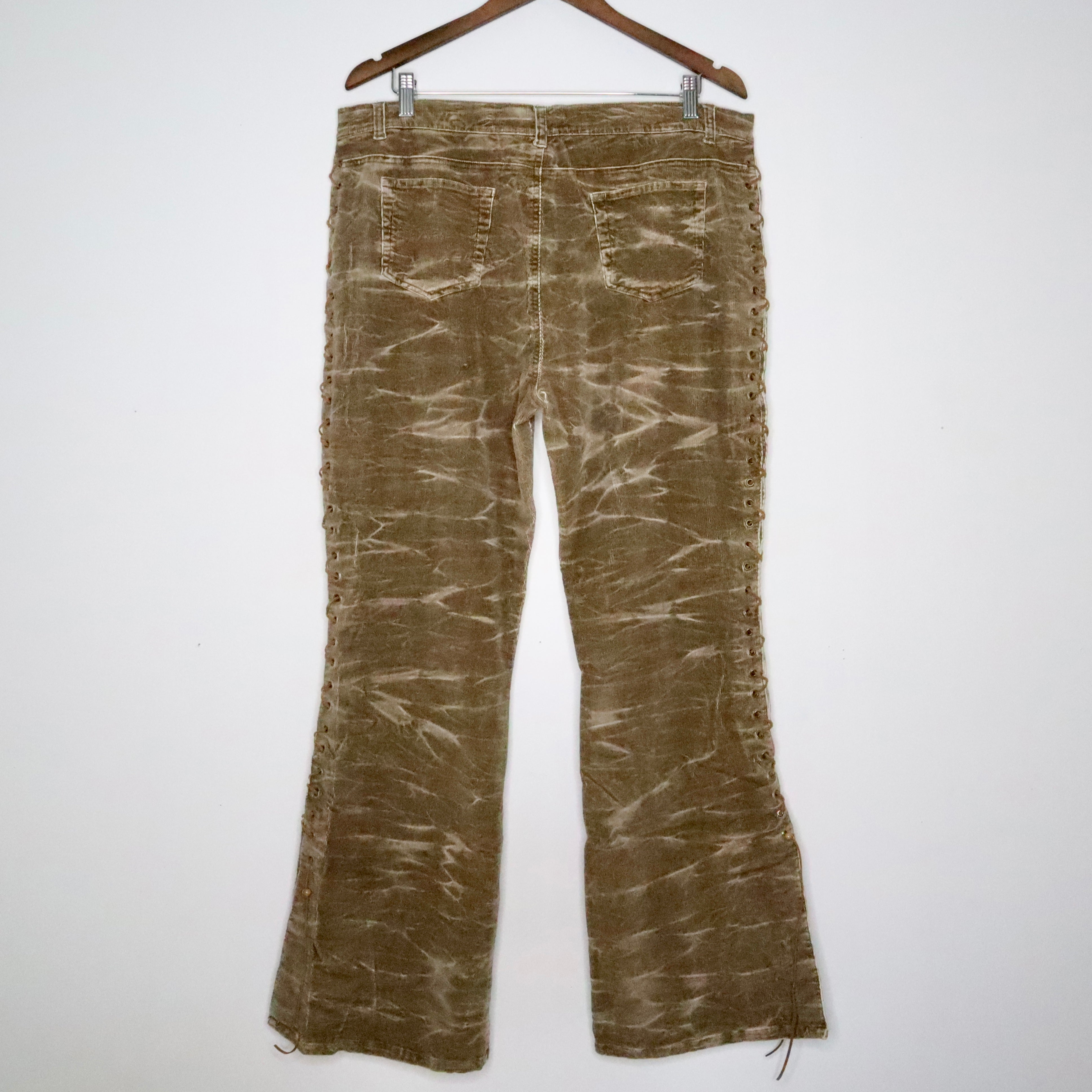 Brown Lace Up Flare Pants (XXL-XXXL)
